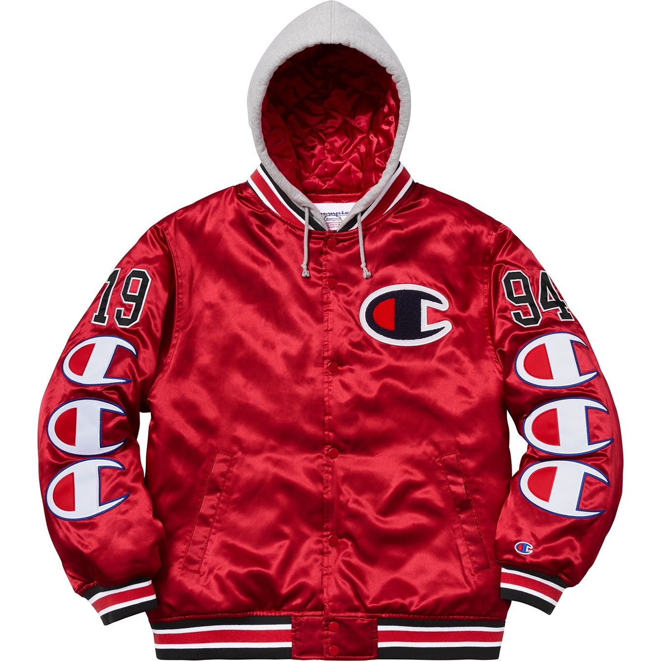 Supreme®/Champion® Hooded Satin Varsity Jacket view 8